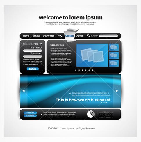 Sleek Blue and Black Website Vector Template