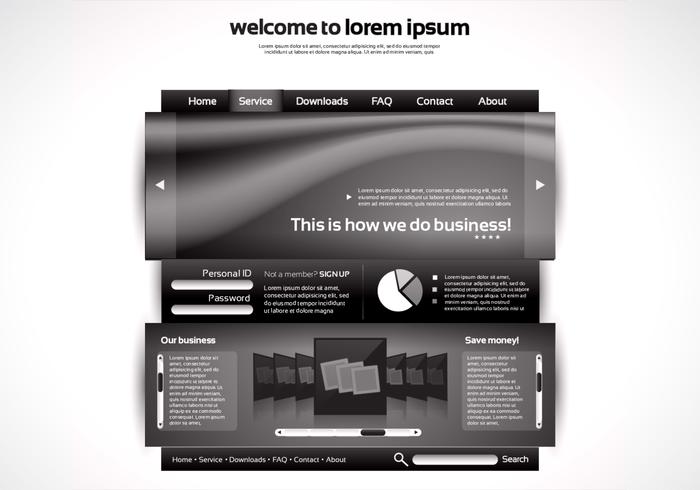 Download Modern Black Website Vector Template 80907 - Download Free ...