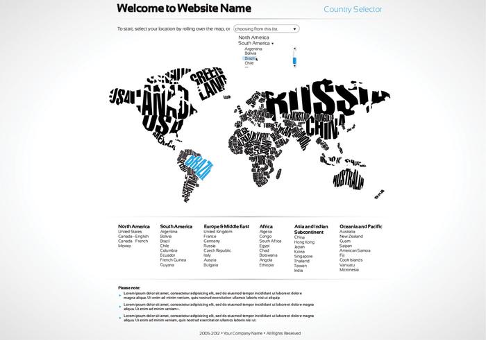 Plantilla simple del Web site del mapa del mundo vector