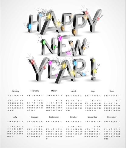 3D Explosion New Year Calendar Vector