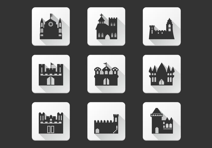 Iconos de castillo negro conjunto de vectores