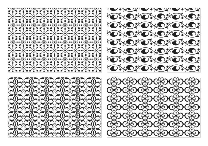 Decorative Black Seamless Vector Patterns