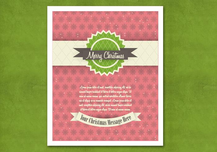 Red Retro Christmas Card Vector