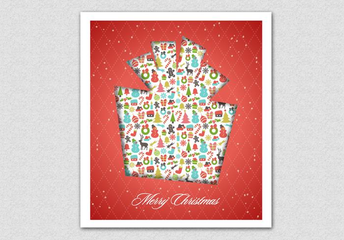 Red Patterned Christmas Gift Vector Background