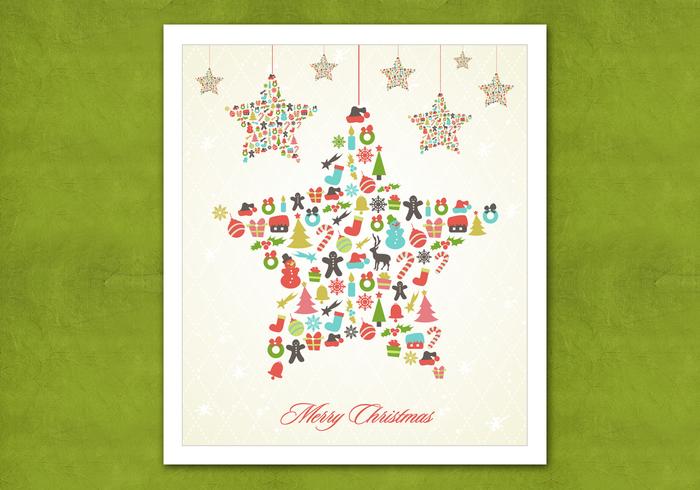 Retro Hanging Christmas Star Vector Background