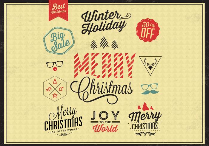 Colored Christmas Badges Vector Set