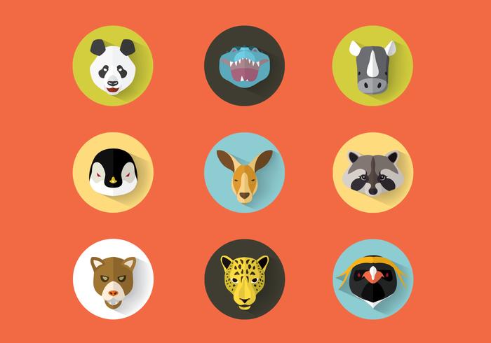 Wild Animals Portraits Vector Set