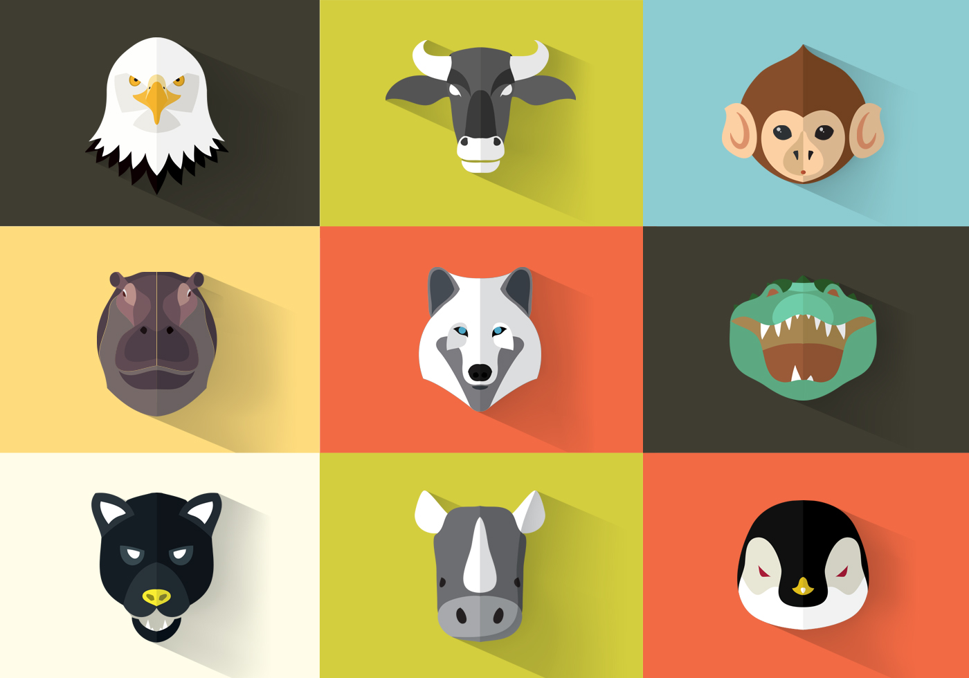 Download Square Flat Animal Icon Pack Vector 81412 - Download Free ...