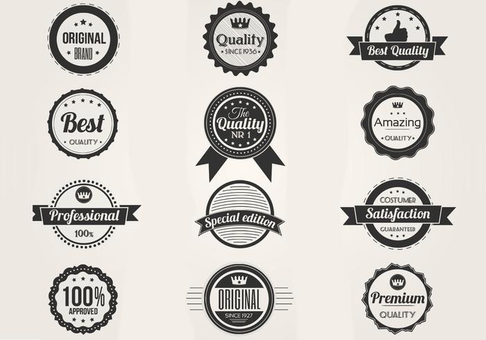 Black and White Premium Badges Vector Set