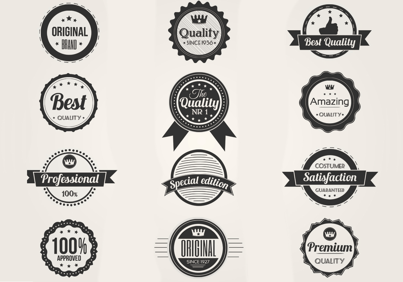 Black and White Premium Badges Vector Set 81644 Vector Art at Vecteezy
