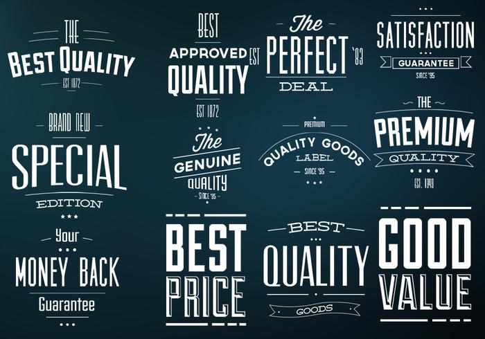 Retro Best Quality Labels Vector Set