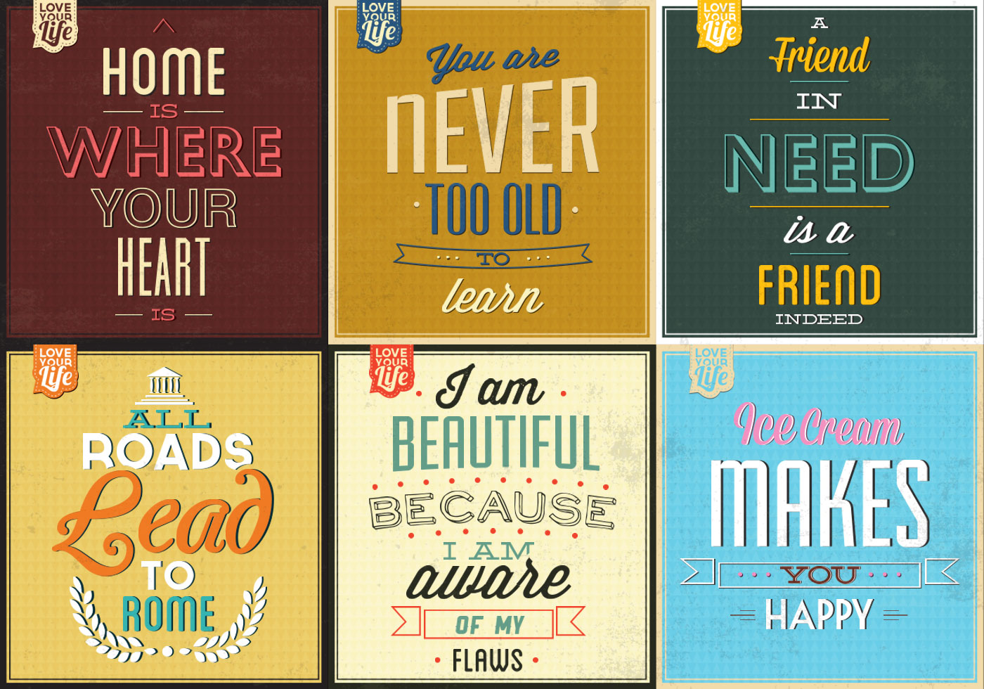 Download Retro Typographic Poster Vector Pack - Download Free ...