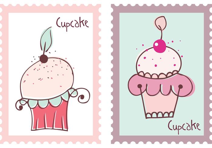 Libre Cupcake Sellos Vectores