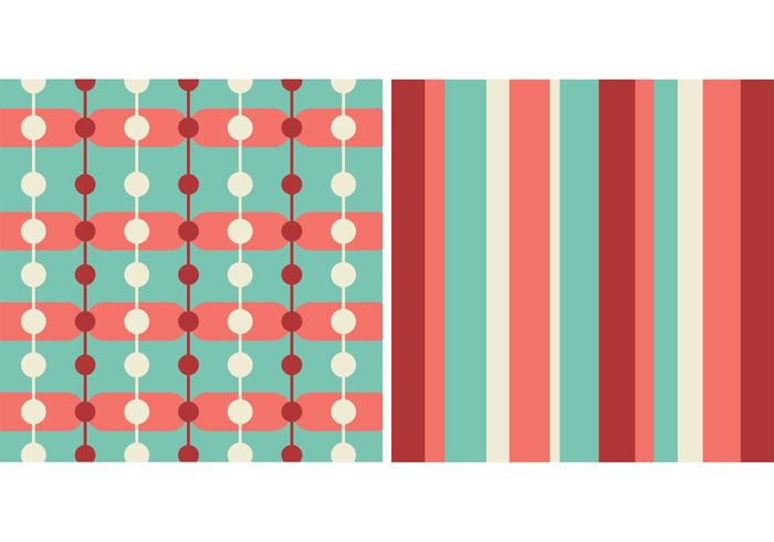 Free Teal and Coral Retro Patterns vector