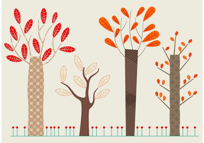 Set of Flat Autumn Vector Trees Set of Flat Autumn Vector Trees