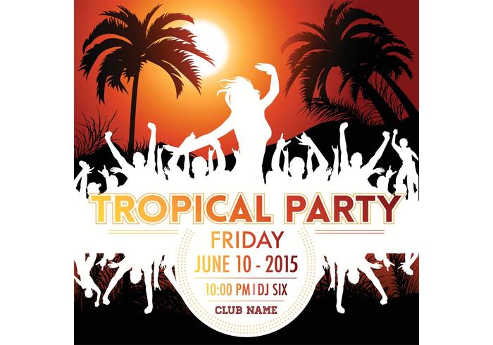 Free Vector Tropical Party Poster 