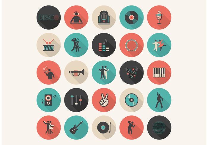 Conjunto de iconos de Vector de música plana