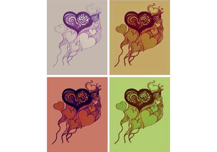 Four Hand Drawn Heart Vectors Four Hand Drawn Heart Vectors