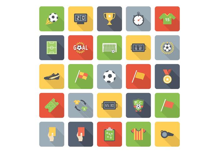 Iconos libres planos del vector del fútbol