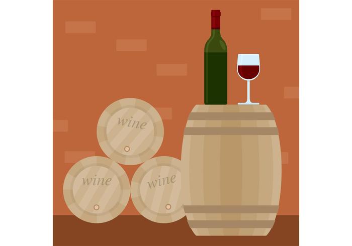 Wine Vector with Barrel