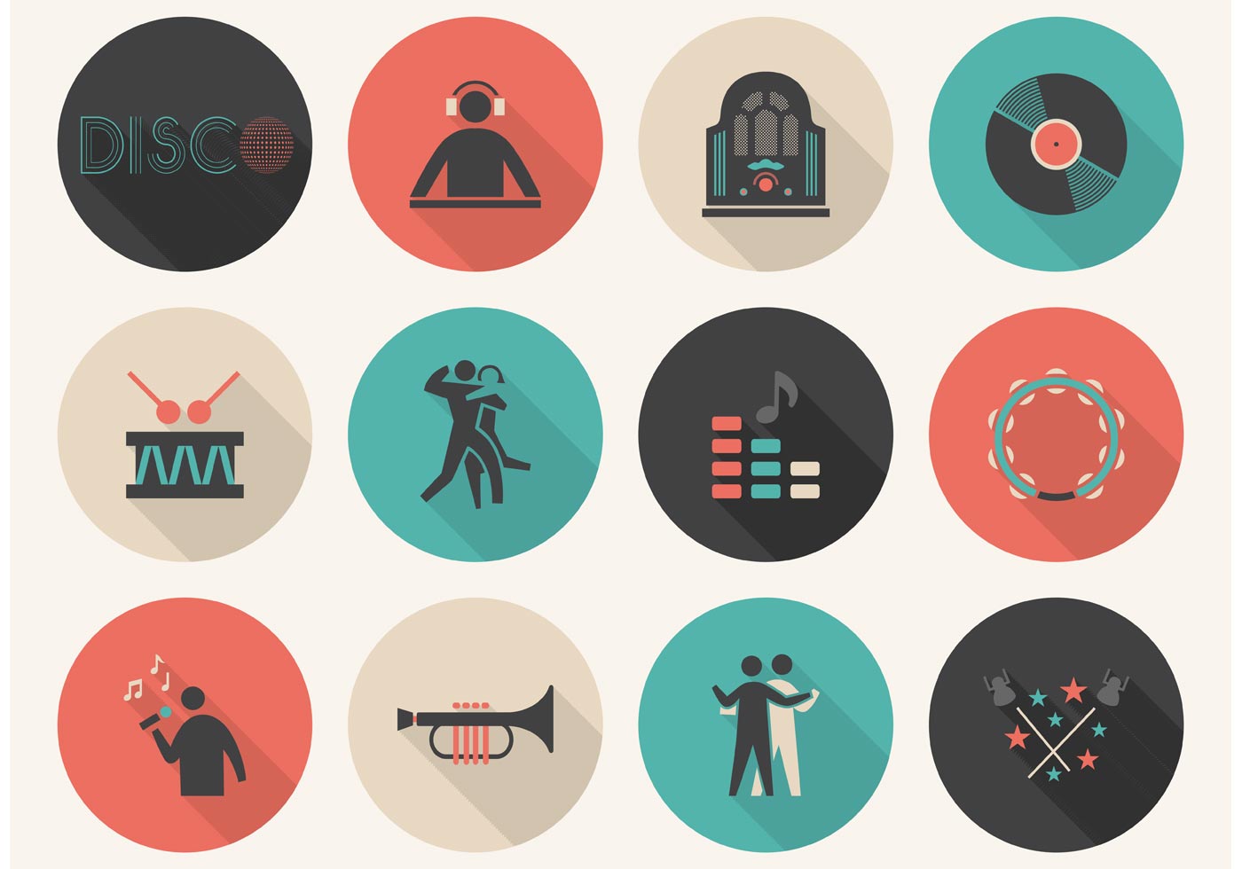 Download Flat Music Vector Icon Set - Download Free Vector Art ...