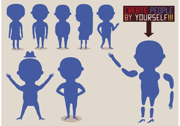 Set of Flat People Vector Silhouettes