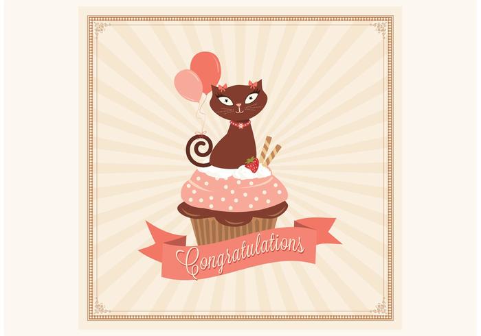 Congratulations Cupcake Card Vector 