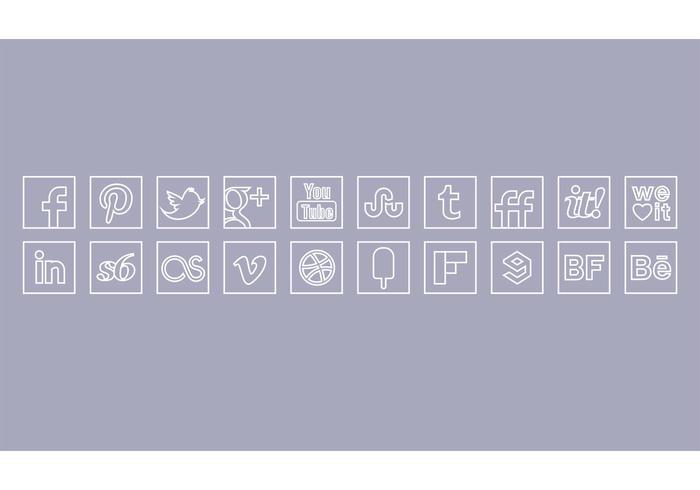 White Line Vector Icons Set White Line Vector Icons Set