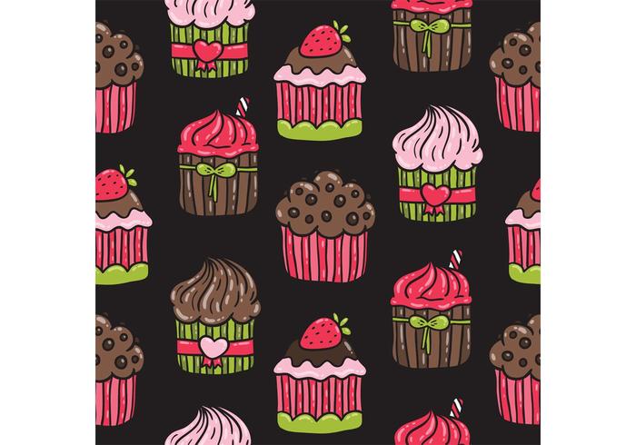 Cute Cupcake Pattern Vector 