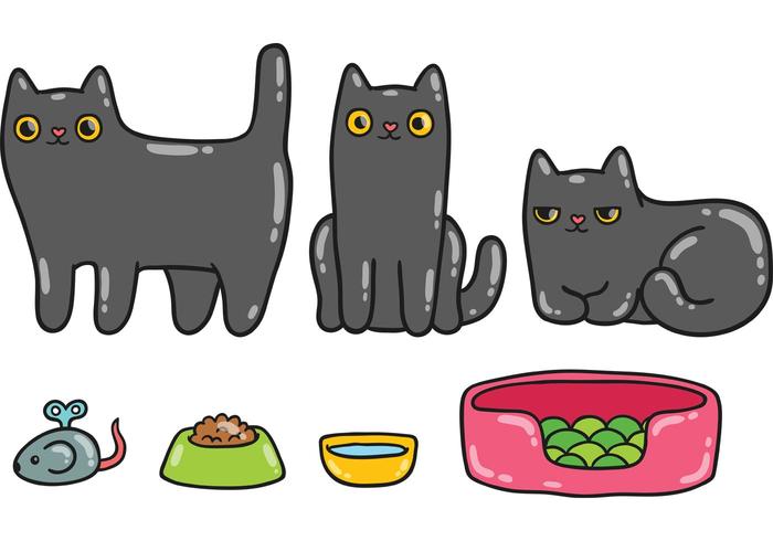 Cute Black Cat Vector Pack