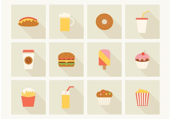 Iconos libres del vector de la comida rápida