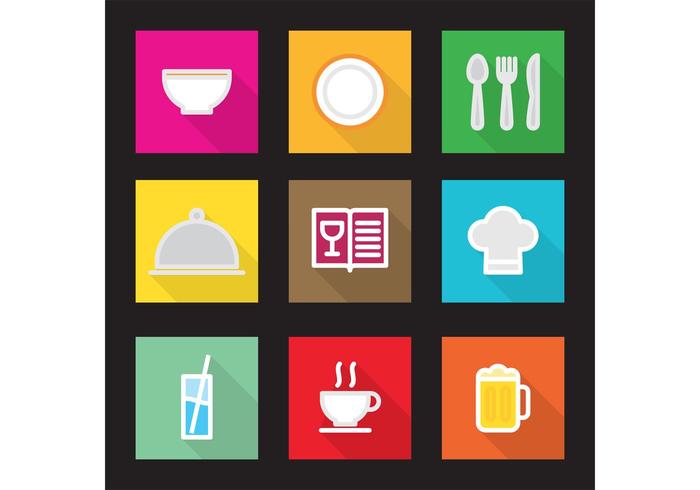 Flat iconos de vector de cocina