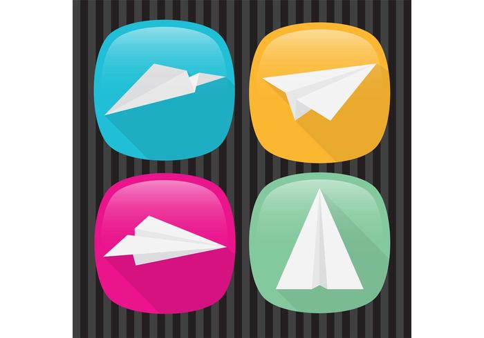 Paper Airplanes Vector Buttons