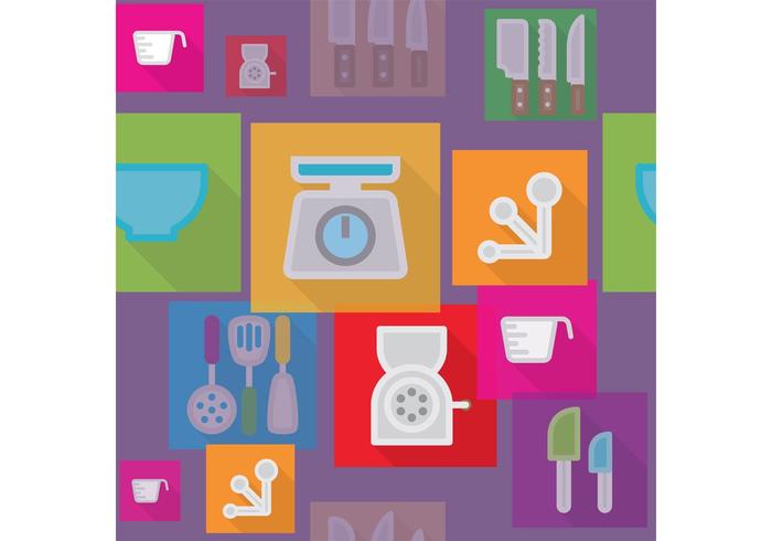 Flat Kitchen Vector Background