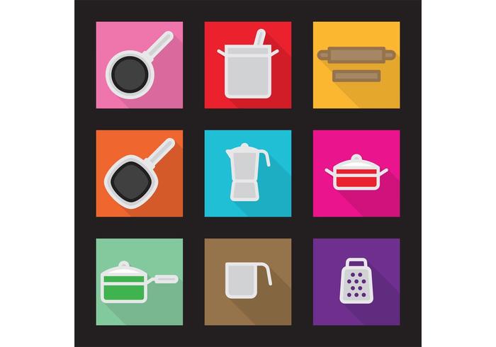 Iconos de vector de cocina plana