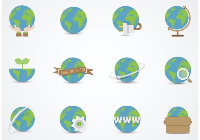 Earth Globe Vector Flat Icons