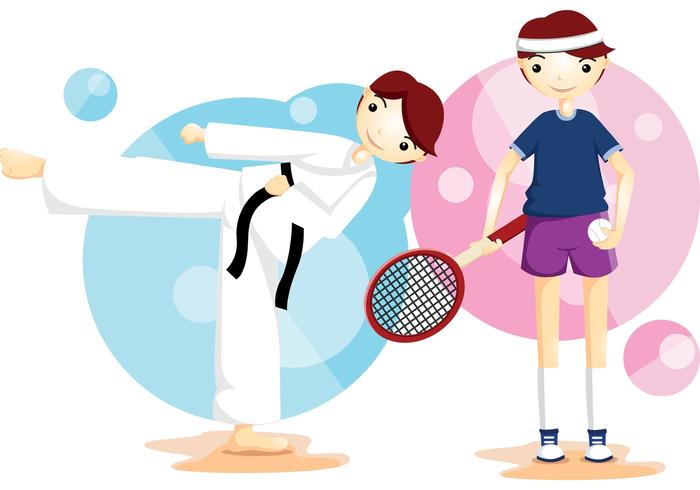 Karate And Tennis Sport Vector Boys Karate And Tennis Sport Vector Boys