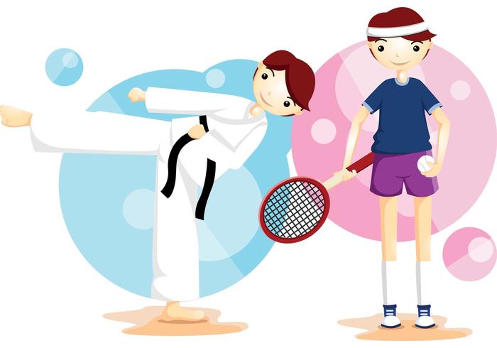 Karate Y Tenis Deporte De Vectores De Los Niños