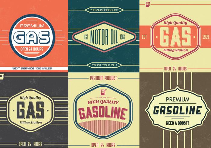 Vintage Gasoline Sign Vector Pack