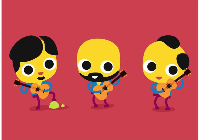 Cartoon Guitar Players Vector Set Cartoon Guitar Players Vector Set
