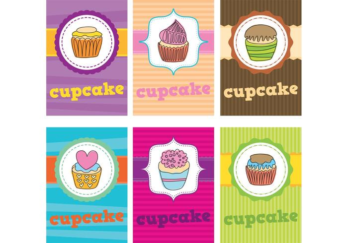 Cupcake Tarjetas vector