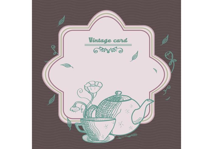 Vector de la tarjeta del té del vintage