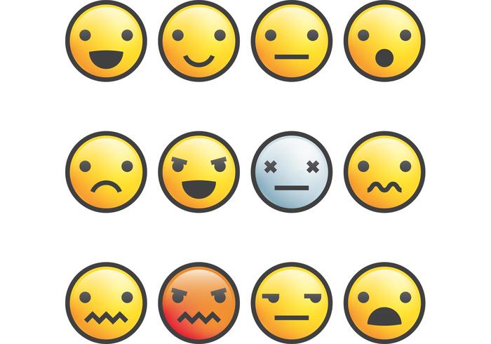 Vectores redondeados del Emoticon con movimiento