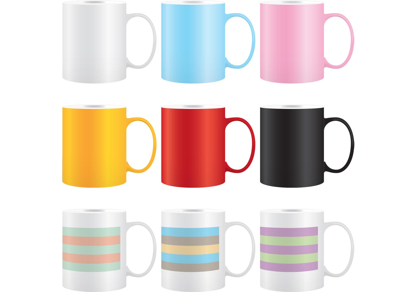 Colorful Coffee Mug Vectors 03 - Download Free Vectors ...