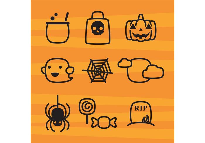 Iconos lindos de Halloween vector