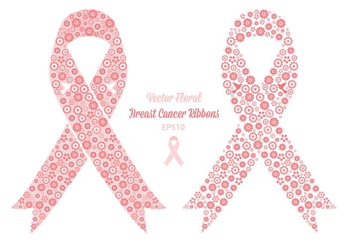 Vector Floral Breast Cancer Ribbons