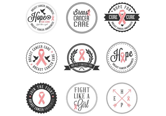 Libre de cáncer de mama insignias de sensibilización vector