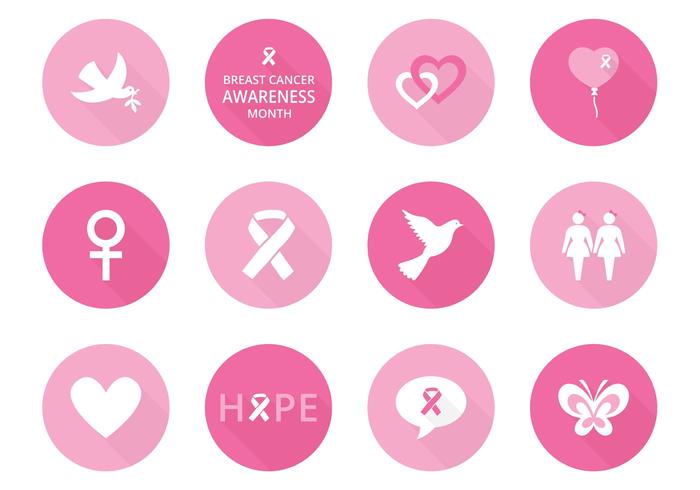 Iconos de Vector de conciencia de cáncer de mama