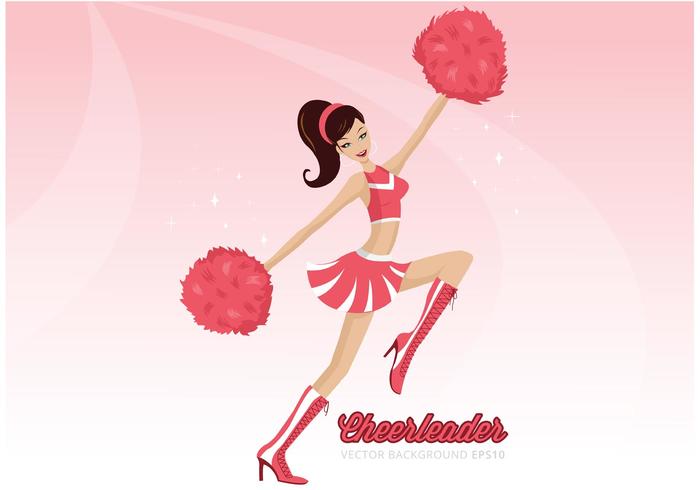 Cheerleader With Pom Poms Vector Background