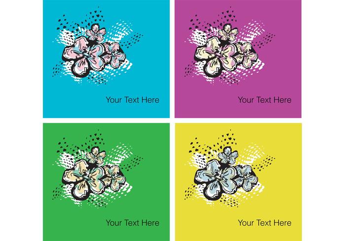 Free Vector Polynesian Flower Greeting Card Set Free Vector Polynesian Flower Greeting Card Set
